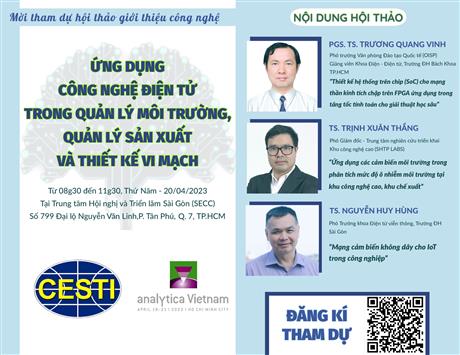 Mời tham dự hội thảo giới thiệu “Ứng dụng công nghệ điện tử trong quản lý môi trường, quản lý sản xuất  và thiết kế vi mạch"
